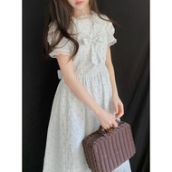 Elnido elnido Green Bow Classic vintage Navy Sailor Collar v-Waist Lace Dress