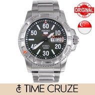 [Time Cruze] Seiko 5 Sports SRP215  Automatic Stainless Steel Military Green Dial Men Watch SRP215K1 SRP215K