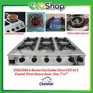 CHELSTAR 6 Burner Stainless Steel Gas Low Pressure Cooker Stove CGC-611 Dapur Claypot Masak