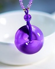 巴西天然紫水晶平安扣面包圈吊墜晶體通透天然原色佩帶順順利利