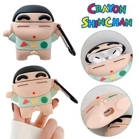 Crayon Shin-chan Cartoon Earphone Case for Airpods 4 1 2 3 Anime Silicone Protective Hard Case for A