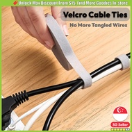 [🇸🇬SG Seller] 3m Velcro Wire Organizer Cable Ties, Tape Strips, Desk Organizer, Adhesive Fastener Magic Hooks Loops Tie