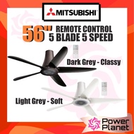 Mitsubishi 56" Ceiling Fan 5 Blade 5 Speed with REMOTE C56-RW5 Dark Grey or Light Grey (C56-RW5CYGY 