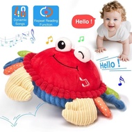 Baby Toys 12-18 Months, Musical Interactive Bouncing Crab Plush Toy - 48 Songs & Recording Feature, 