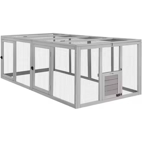 Outdoor Chicken Coop Extension with Rabbit Hutch and Duck Pen - 20.73 sq. ft. Play Area