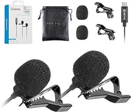 BOYA Dual Lavalier Microphone, 6M Clip-on Lapel Mic for Video Recording