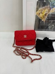 👜Brand New Chanel Vic Red Mini Wallet on Chain Size 13x9.5x3cm 香奈兒 Vic小廢包 迷你WOC 布面紅色鏈條包 全新 尺寸13x9.5x