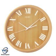 Seiko Clock QXA810A QXA810 Decorator Natural Wood Color Light Brown Roman Numeral Quiet Sweep Silent Analog Wall Clock
