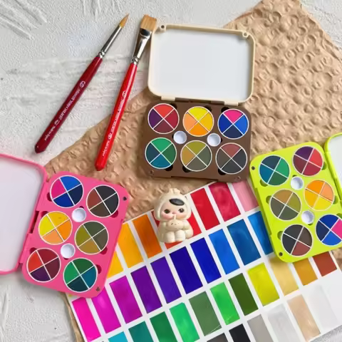 Portable Palette 24 Colors Holbein Opaque Watercolor Paint Cake Plate Packaging Box Quarter Packagin
