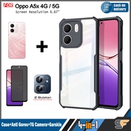 Paket 4in1 Case Oppo A5x 4G 5G Bonus Screen Protector Bonus Camera Lens Protector dan Garskin