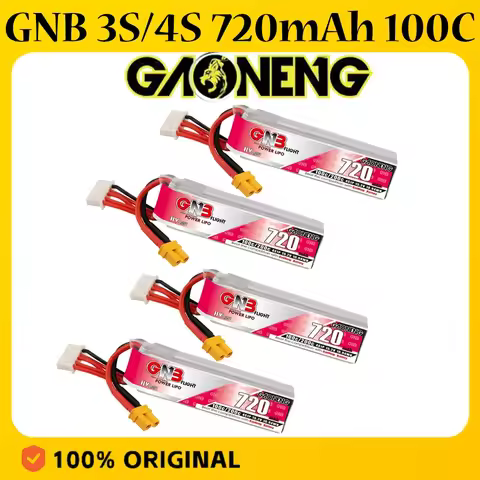 GAONENG GNB 3S/4S 11.4V/15.2V 720mAh 100C/200C XT30 LiHV LiPo Battery for Cinewhoop Brushless Drones