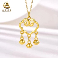 Female Hard Gold3D Lucky Cloud Pure Gold Bell999Pendant Ruyi Lock Wholesale Water Shell Gold Hollow 