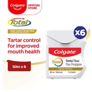 [Bundle of 6] Colgate Dental Floss with Tartar Control 50m