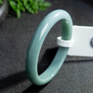 Blue Natural A-grade Jade Safety Smooth Women Wide Bangle with Certificate
