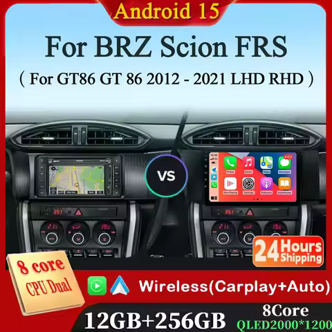 Android 15 For Subaru BRZ Scion FRS Toyota GT86 GT 86 2012 - 2021 LHD RHD Car Radio Mutimedia Carpla