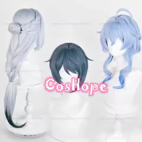 Lantern Rite Cosplay Ganyu Cosplay Wig Shenhe Wig Anime Heat Resistant Synthetic Wigs for Halloween 