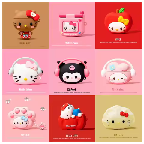 Cute 3D Cartoon Hello Kitty Kuromi My Melody Case For AirPods 1 2 3 4 Pro Pro 2 Pro 3 Silicone Earph
