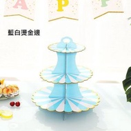 三層甜品架 蛋糕架 Cupcake架 下午茶聚會餐盤 三層紙質甜品蛋糕架 生日派對用品 裝飾用品 即棄餐具 [平行進口]