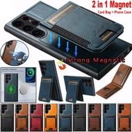 For Samsung S24 S23 Ultra Plus Wallet Case MagSafe Magnetic Cover