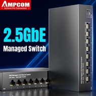 AMPCOM 2.5GbE Managed Switch 8 Port 2.5GBASE-T Network Switcher 10G SFP+ Slot Uplink Web Management 