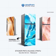 Aesthetic Refrigerator Door Sticker | 2-Door Refrigerator Door Sticker | Marble Motif Refrigerator D