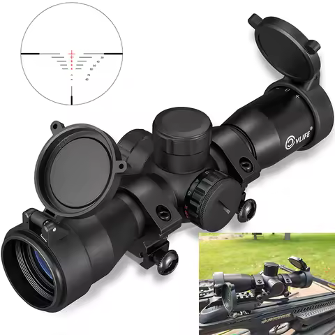 CVLIFE 4x32 Rifle Scope Compact Crossbow Riflescope Reticle Optics Red Green Illuminated Sights with