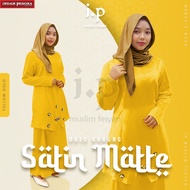 Indah Pesona Matte Satin Cutting Slim Fit Baju Kurung - Yellow Gold/Size XS-5XL
