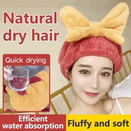 Women's Dry Hair Cap Bowknot Quick Dry Shower Cap Coral Velvet Funky Dry Hat
