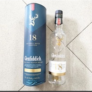 Empty Used Glass Bottle the Glenfiddich 18 700 ml include box