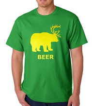 Beer Deer Bear Sunny Mac Funny TV Adult Green T-Shirt Tee