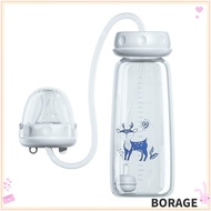 BORAG Hands-Free Baby Bottle, 8oz/240ml with Straw Brush Feeding Bottle Set, Normal-Neck Gravity Bal