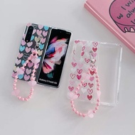 HP GANTUNGAN Zfold Many Love Heart Case Pink Blue Girly Cute With Chain Hanger Charm Casing For Sams