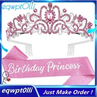 eQQ1Set Birthday Girl  Crown Princess Crown With Birthday Sash Princess Crown With Birthday Sash Bir