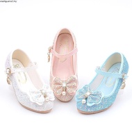 Girls Sequin High Heels Shoes Children's Butterfly Knot Princess Shoes Students Dance Shoes