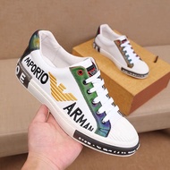 Armani Men's White Shoes Men's Genuine Leather Spring Casual Shoes Korean Version All-Match Trendy S