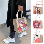 DAPHNE Women Canvas Handbag Ethnic Style Shopping Bag Lunch Bags Peking Opera Printed Personality Zipper Creativity Casual Tote  ELEGANT