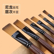 820尼龙毛画笔6支套装水粉水彩丙烯颜料平头涂鸦油画笔美术工业笔5.12820 Nylon Hair Paint Brush Set of 6, Flat Head Brushes for Gouac