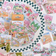 Jiye Japanese Style Series Cute Hand-Painted Boxed Stickers 46 Pieces 4 Styles Bear Rabbit Puppy D03