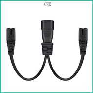 CRE 32cm 1ft IEC320 C14 to IEC320 C7 + C7 Power Cord 1 in 2 Out Y-splitter Adapter Cable Extension L