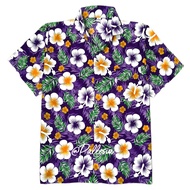 7 Sizes S-4XL Floral Shirt Purple Songkran Hibiscus Pattern Mixed With Frangipani Hawaiian HW300