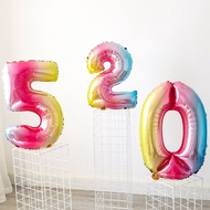 107cm Colorful Birthday Number 520 Macaron Balloon Baby One Year Old Hundred Days Party Decoration S