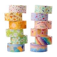 Washi Tape, 12 Rolls Washi Tape Set, Decorative Washi Tape, Cute Gold Foil Flower, Decorative Maskin