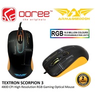 ARMAGGEDDON TEXTRON SCORPION 3 WIRED GAMING MOUSE 5 BUTTON RGB 5 MACRO ABLE BUTTONS 4800 CPI. MACRO 