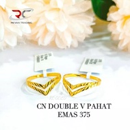 CINCIN DOUBLE V EMAS TULEN 375 CINCIN V PAHAT BAJET EMAS 375 CN V KIKIR EMAS GOLD RING 375 SIMPLE FA