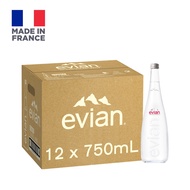 evian Natural Mineral Water Glass Bottle 12 X 750ml Case