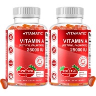 Vitamin A 25,000 IU Gummies (Palm Acid Vitamin A) -Natural Strawberry Flavor-120 Capsules Pectin-Bas