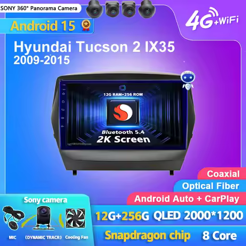 Android 15 Carplay Auto Car Radio Multimedia Player For Hyundai Tucson 2 LM IX35 2009-2015 Autoradio