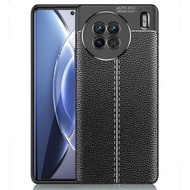 全城熱賣 - 適用於vivo X90 Pro+ 皮紋TPU防摔手機保護殼（黑色）