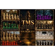TMS Unique 3D Printed Art Chess Piece Set - 3D Studio Aesthetics | Premium Collectible Chess | Class
