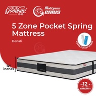 Mattress Genius Goodnite Devato Posture Support 12 inch 5 Zone Pocket Spring +Rebonded Foam Firm Mat